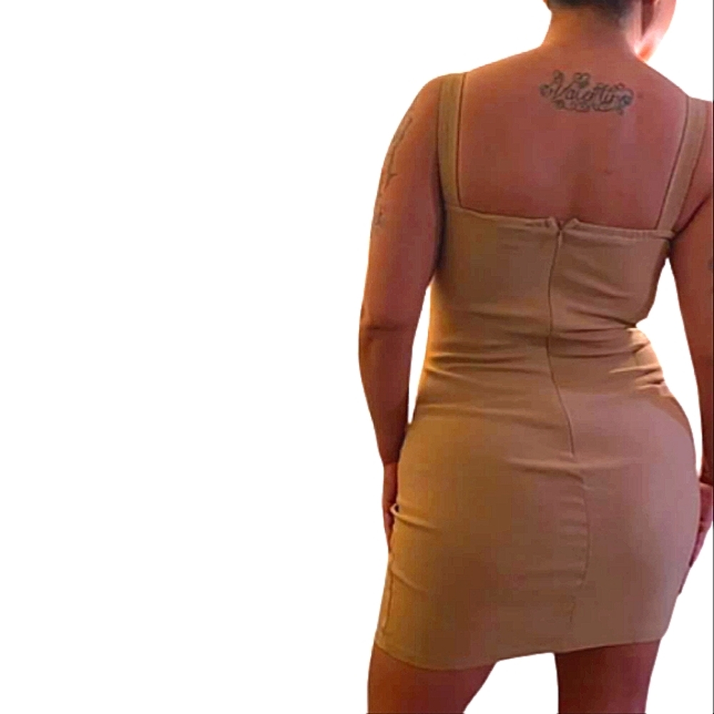Timing tan button down cargo dress